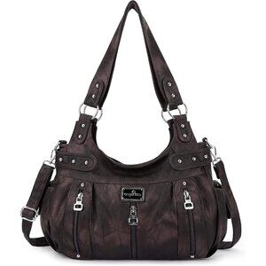 Versatile Faux Leather Hobo Satchel with Adjustable Strap - 3 Carrying Styles
